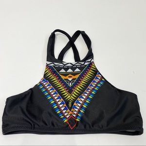 Bikini top tribal print crossback